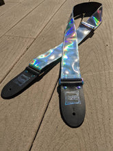 Load image into Gallery viewer, Holographic Silver Guitar Strap With Rainbow Hardware