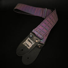 Load image into Gallery viewer, Reflective Holographic Gray Lattice w/ Rainbow Hardware Padded Guitar Strap