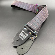 Load image into Gallery viewer, Reflective Holographic Gray Lattice w/ Rainbow Hardware Padded Guitar Strap