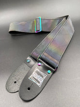 Load image into Gallery viewer, Reflective Holographic Gray Shatter w/ Rainbow Hardware Guitar Strap