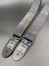 Load image into Gallery viewer, Reflective Holographic Gray Shatter w/ Rainbow Hardware Guitar Strap