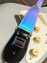Load image into Gallery viewer, Summer Sunset Holographic Pink, Purple, and Blue Guitar Strap