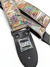 Load image into Gallery viewer, Smoke Gray Holographic Gator Vinyl Guitar Strap