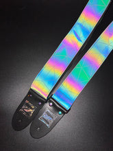 Load image into Gallery viewer, Reflective Holographic Gray Shatter w/ Rainbow Hardware Guitar Strap