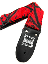 Load image into Gallery viewer, Red and Black Stripes Woven Guitar Strap