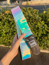 Load image into Gallery viewer, Summer Sunset Holographic Pink, Purple, and Blue Guitar Strap