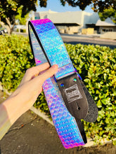 Load image into Gallery viewer, Iridescent Mermaid Print W/Rainbow Hardware Handmade Guitar Strap