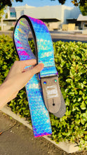 Load image into Gallery viewer, Iridescent Mermaid Print W/Rainbow Hardware Handmade Guitar Strap