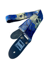 Load image into Gallery viewer, Skulls and Blue Roses Woven Guitar Strap