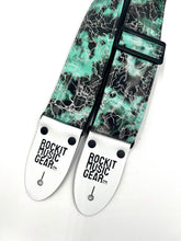 Load image into Gallery viewer, Seafoam Green Lighting Bolts Vegan Guitar Strap