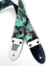 Load image into Gallery viewer, Seafoam Green Lighting Bolts Vegan Guitar Strap