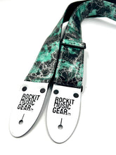 Load image into Gallery viewer, Seafoam Green Lighting Bolts Vegan Guitar Strap