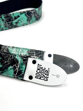 Load image into Gallery viewer, Seafoam Green Lighting Bolts Vegan Guitar Strap