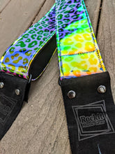 Load image into Gallery viewer, Holographic Cheetah Print Rainbow Guitar Strap