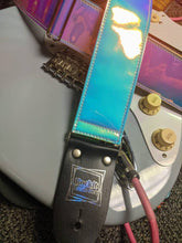 Load image into Gallery viewer, Summer Sunset Holographic Pink, Purple, and Blue Guitar Strap