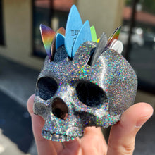 Load image into Gallery viewer, Holographic Glitter Black Skull Guitar Pick Holder V3 3D Printed