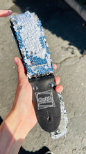 Load image into Gallery viewer, Sparkly Silver and White Flip Sequins Guitar Strap