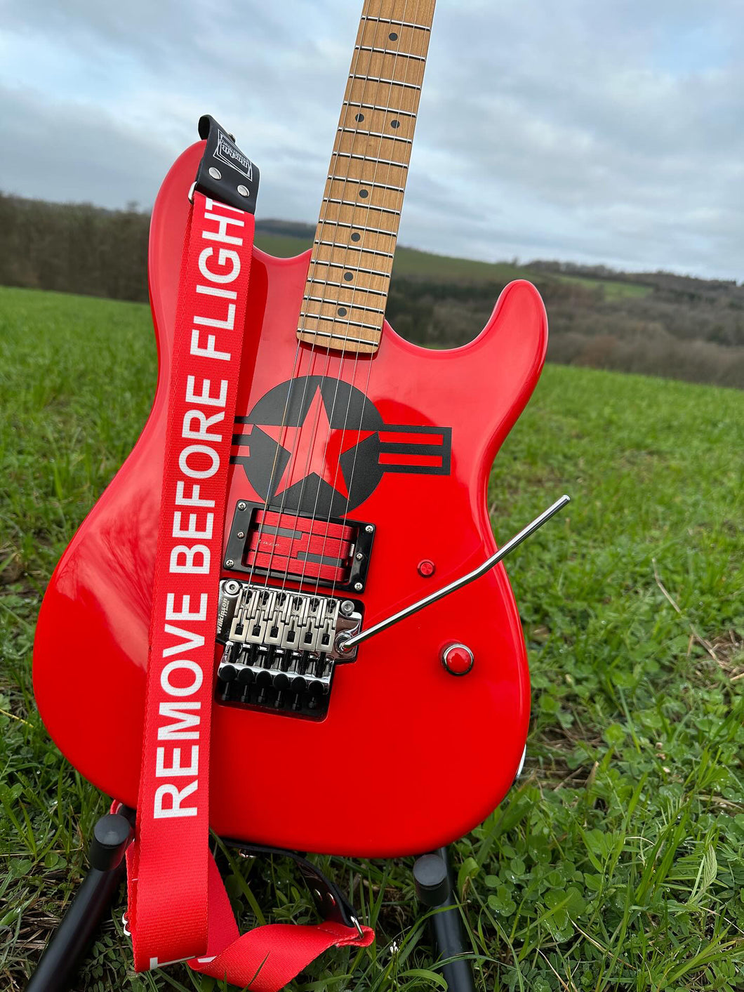 Pre-Order Out of stock Remove Before Flight Red Guitar Strap