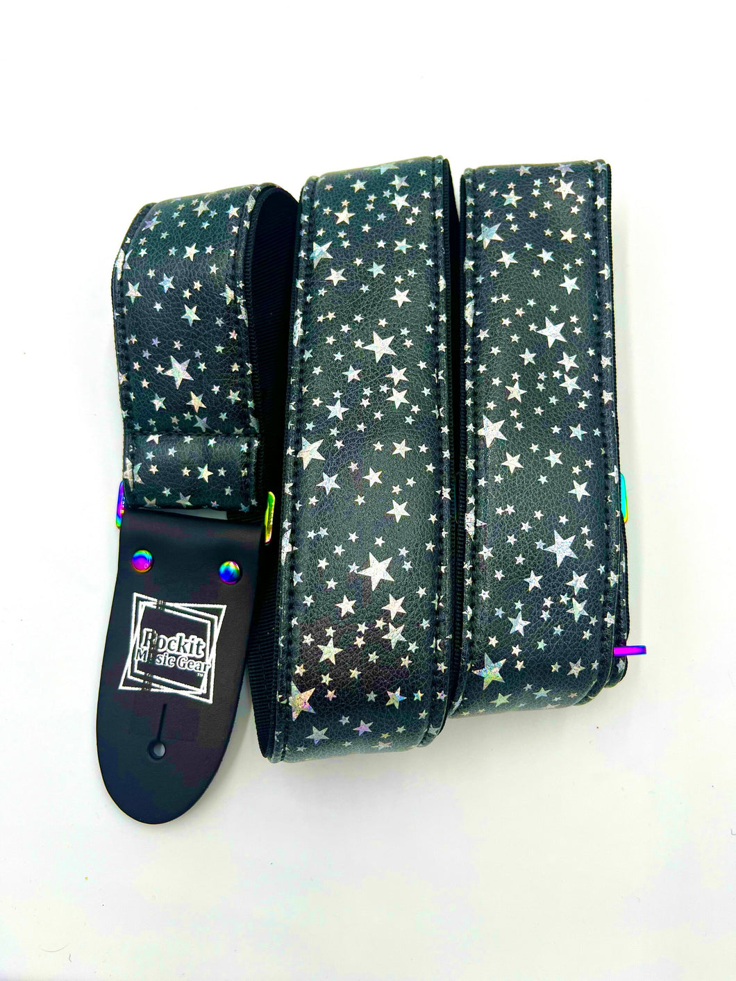 Holographic Stars Guitar Strap W/Rainbow Hardware Limited Edition