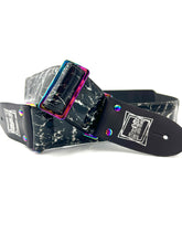 Load image into Gallery viewer, Black Holographic Marble Guitar Strap W/Rainbow Hardware Limited Edition
