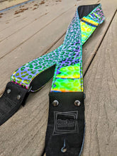 Load image into Gallery viewer, Holographic Cheetah Print Rainbow Guitar Strap
