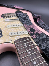 Load image into Gallery viewer, Pink Skulls and Gray Roses Woven Limited Edition Guitar Strap
