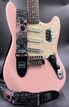 Load image into Gallery viewer, Pink Skulls and Gray Roses Woven Limited Edition Guitar Strap
