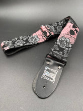 Load image into Gallery viewer, Pink Skulls and Gray Roses Woven Limited Edition Guitar Strap
