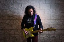 Load image into Gallery viewer, Shattered Mirror Purple Holographic Guitar Strap W/Rainbow Hardware
