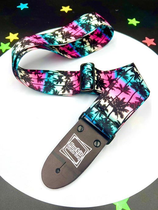 Summer Palm Trees Sunset Handmade Guitar Strap