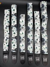 Load image into Gallery viewer, Black, Navy and Blue Roses Floral Print Handmade Guitar Strap
