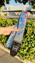 Load image into Gallery viewer, Holographic Silver Scales Guitar Strap
