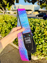 Load image into Gallery viewer, Iridescent Mermaid Print W/Rainbow Hardware Handmade Guitar Strap
