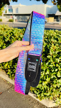 Load image into Gallery viewer, Iridescent Mermaid Print W/Rainbow Hardware Handmade Guitar Strap
