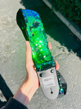 Load image into Gallery viewer, Green, Blue and Matte Black Flip Sequins Guitar Strap
