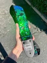 Load image into Gallery viewer, Green, Blue and Matte Black Flip Sequins Guitar Strap
