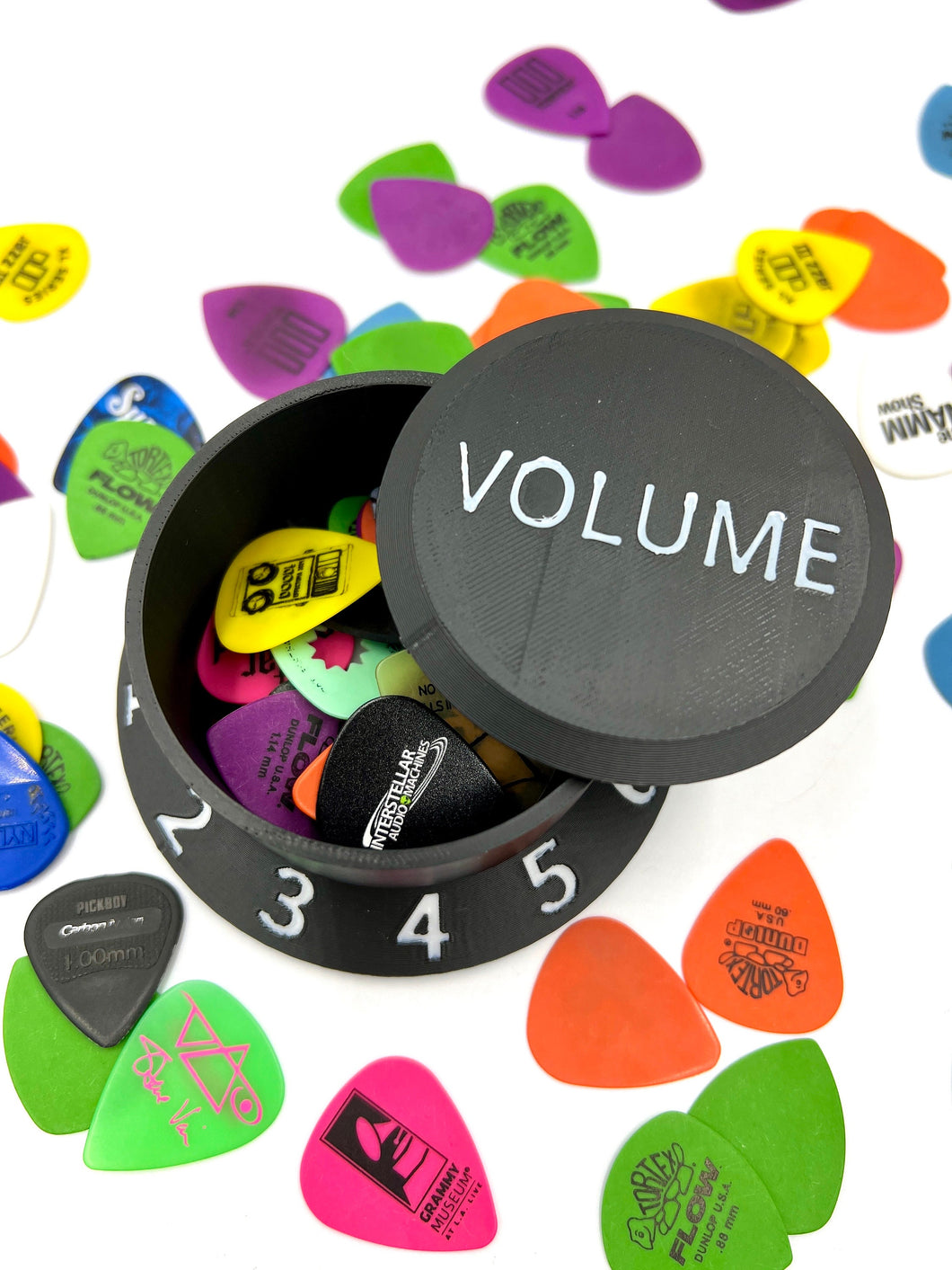 Oversized Knob Guitar Pick Holder - Custom Text on Lid