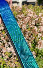 Load image into Gallery viewer, Pre-Order Blue Green Iridescent Snake Handmade Guitar Strap
