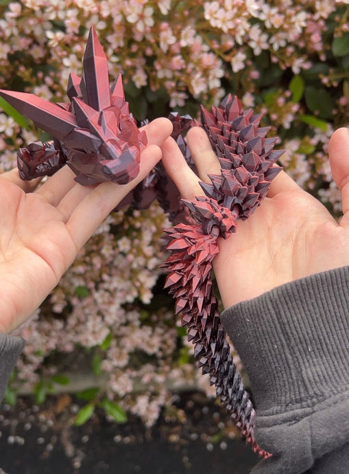 Red/Black Color Shift Crystal Dragon Articulated Fidget 24” Long