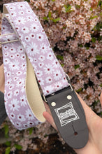 Load image into Gallery viewer, Purple and White Flowers Guitar Strap
