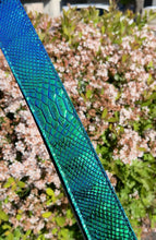 Load image into Gallery viewer, Pre-Order Blue Green Iridescent Snake Handmade Guitar Strap
