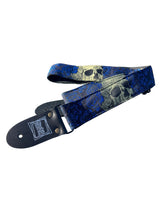 Load image into Gallery viewer, Skulls and Blue Roses Woven Guitar Strap
