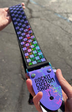 Load image into Gallery viewer, 3D Printed Guitar Strap Purple and Black Holographic Checkers
