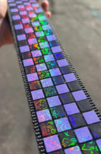 Load image into Gallery viewer, 3D Printed Guitar Strap Purple and Black Holographic Checkers
