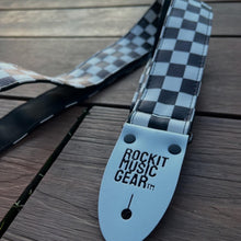 Load image into Gallery viewer, Black and White Checkered Strap w/ Vegan Ends
