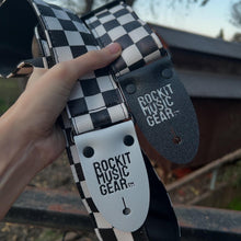 Load image into Gallery viewer, Black and White Checkered Strap w/ Vegan Ends

