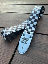 Load image into Gallery viewer, Black and White Checkered Strap w/ Vegan Ends
