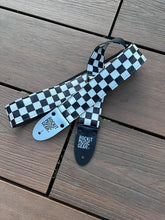 Load image into Gallery viewer, Black and White Checkered Strap w/ Vegan Ends
