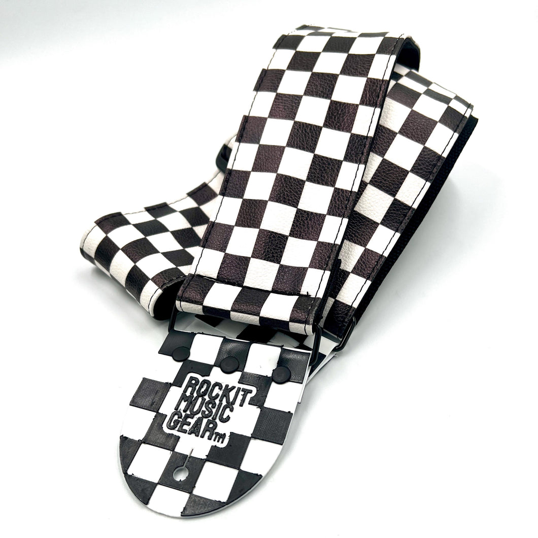 Checkered Black and White 3” Wide Bass Strap