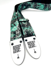 Load image into Gallery viewer, Seafoam Green Lighting Bolts Vegan Guitar Strap
